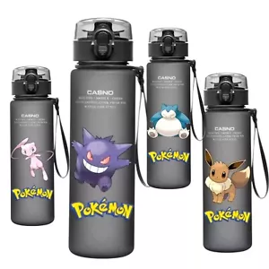 Pokemon 560ml Water Bottle Black Plastic Drinks Flip Clip Lid Gengar - Picture 1 of 8