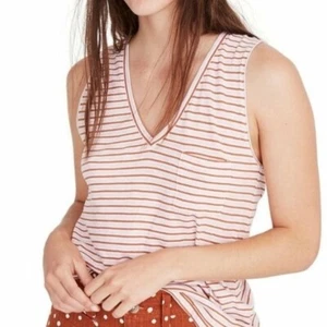 Madewell Whisper Cotton V-Neck Tank Pink and Brown Size small - Bild 1 von 7