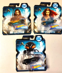 AQUAMAN-MERA-BLACK MANTA Hot Wheels DC Character Cars NEW First Appearance 2017 - Picture 1 of 2