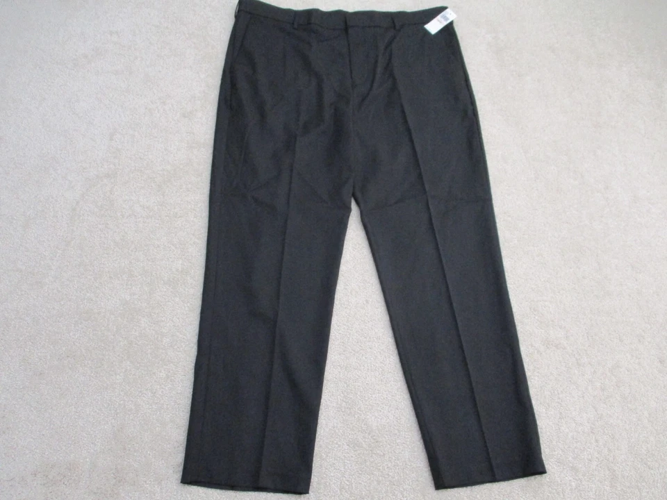 Izod Men's Dress Pants Stretch Straight Fit Flat Front Non-Iron Black Sz 40W 30L