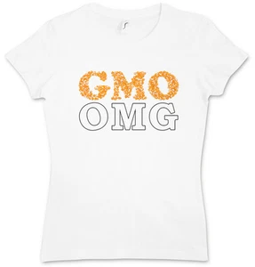 GMO ANTI GENTICALLY MODIFIED FOOD WOMAN GIRL T-SHIRT - Vegetarisch Vegan Fun OMG - Bild 1 von 2