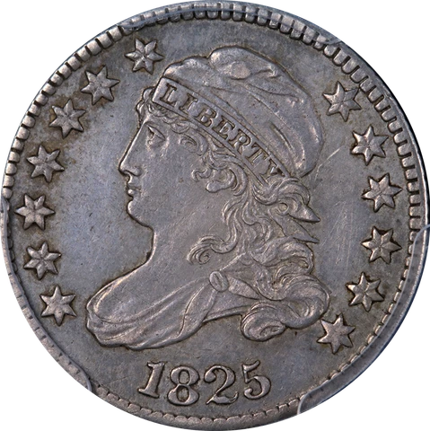 1825 Bust Dime PCGS AU55 Superb Eye Appeal Strong Strike Cover