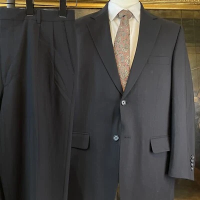 Pronto Uomo 41R 42R 35 x 30 2 Piece 100% Wool Charcoal Gray 2 Button Suit - Image 1 of 4