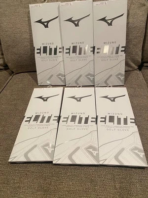 NUEVO Guante de golf Mizuno Elite 19 para hombre mano izquierda blanco/negro grande paquete de 6 contenedores $80 Foto 1 de 4