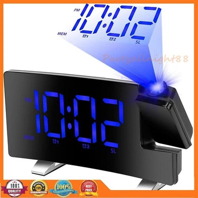 LED FM Radiowecker mit Projektion Digital Funkuhr Dimmbar Tischuhr Alarm USB - Bild 1 von 4