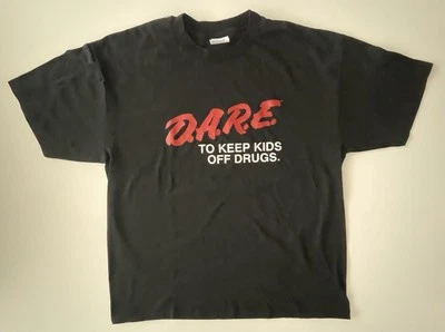 Vintage 1980s DARE Shirt Black XL Hanes Poly Cotton Culver City California 1990s - Image 1 of 4