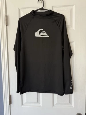 Camisa Quicksilver Kids preta XL proteção contra erupções cutâneas UPF manga longa natação surf - Imagem 1 de 4