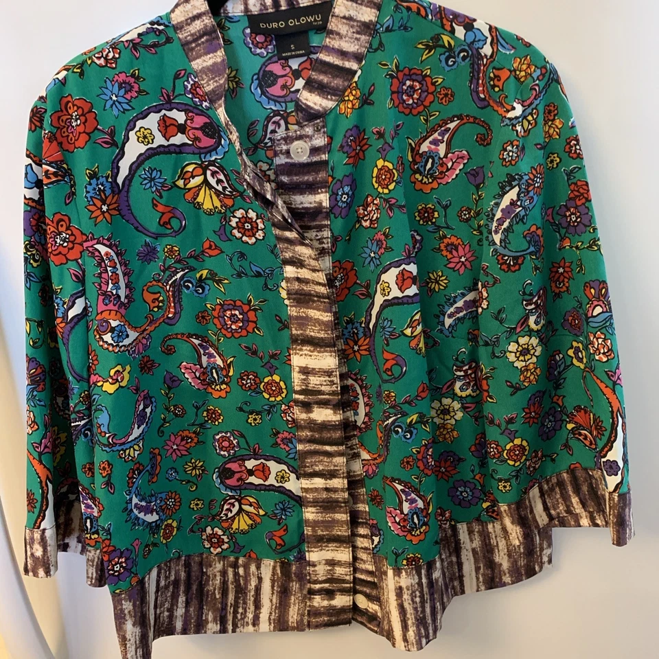 Vintage Duro Olowu Women's Size S Blouse Button Up Top Or Shrug For JCP - Image 1 of 4