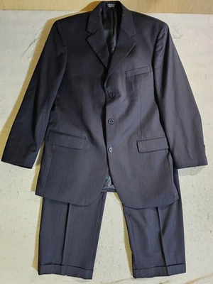 Andrew Fezza Classic Pin Striped 2 Pc Suit 100% Wool Super 100s Size 42L 36Wx30L - Image 1 of 4
