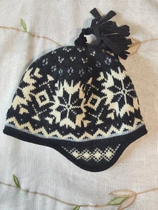 STEFFNER De Colección Tejido Esquí Sombrero Gorra Nordic Fair Isle Negro Crema Lana Orejeras Polar - Imagen 1 de 6