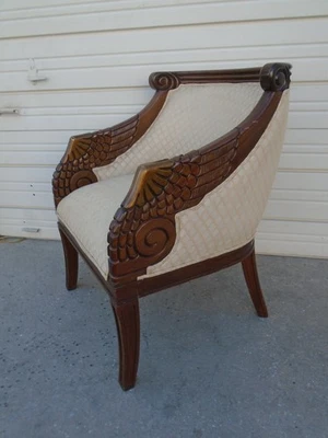 Carved Wings Lounge Chair Regency Napoleon Louis XVI Empire Neoclassical - Swan - Image 1 of 4