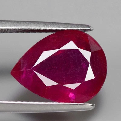 7.54 Ct. Red Ruby Natural Gemstone Africa Pear Cut 14x11x6 mm. Gemstone - Image 1 of 4