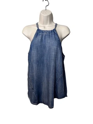 Mustard Seed women’s denim chambray high nick sleeveless blouse small new w tag Foto 1 de 4