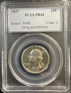 1937 Washington Quarter PROOF - PCGS PR 64 - FREE SHIP - - Picture 1 of 4