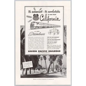 1952 Union Pacific Railroad Streamliner Train to California Vtg Print Ad Travel - Picture 1 of 1