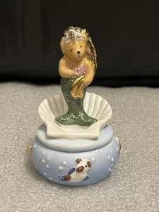 Muffy Vanderbear Mermaid Lidded Trinket Box 1999 Club Gift Ceramic Painted - Picture 1 of 7