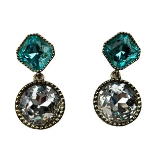 Pendientes colgantes de cristal Heidi Daus perforados turquesa y transparente - Imagen 1 de 7