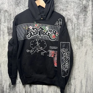 Vintage Y2K South Pole Graffiti Rose Floral Hoodie Mens Medium Skater Grunge - Picture 1 of 7