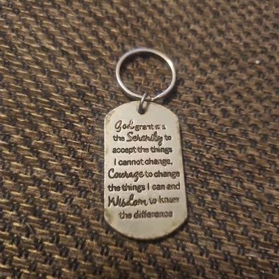 Молитвенное кольцо для ключей The Serenity из нержавеющей стали серебристое цепочка мужество мудрость использование - Изображение 1 из 4