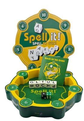 Spell it! Dice Educational Word Game Metal Tin Made by  Blue Orange - Image 1 of 4
