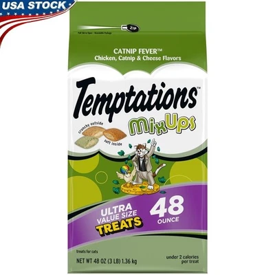 Cat Treats Chicken Catnip Cheese Flavor Dental Snacks Crunchy Soft 48oz Tub New Foto 1 de 4