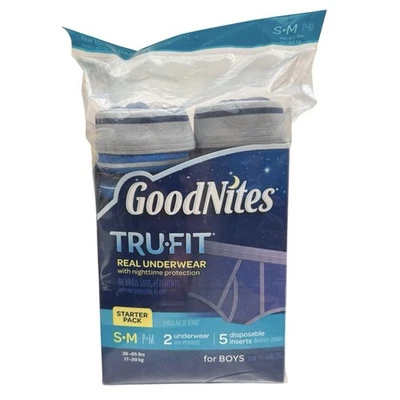 Goodnites TRU-FIT Ropa Interior Real con Protección Nocturna NIÑOS Paquete de Inicio S/M Foto 1 de 2
