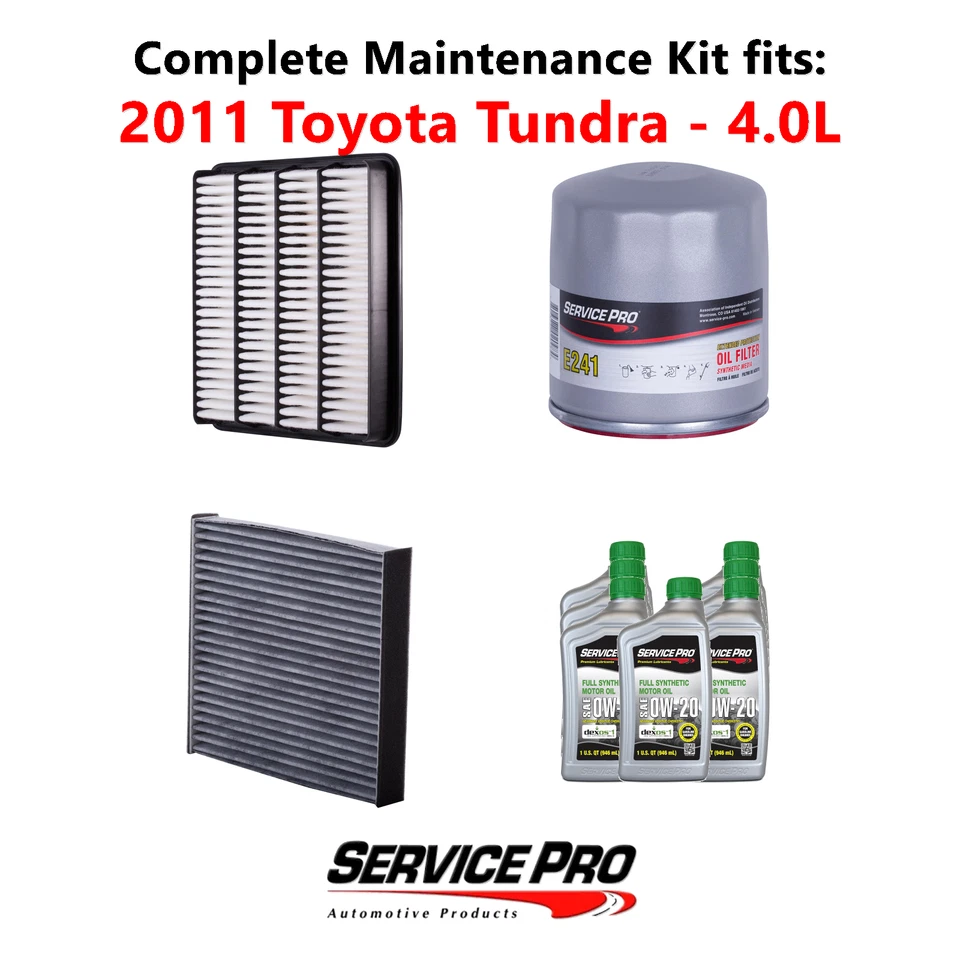 2011 Toyota Tundra 4.0L Complete Oil, Air & Cabin Filter Kit (0W-20) Foto 1 de 4