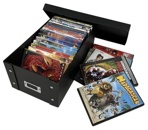 10 CheckOutStore Black DVD Cases Storage Box (Holds 25 Cases) - Imagen 1 de 7