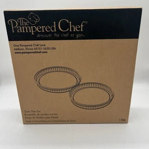 Pampered Chef TORTE PAN Set - 10 1/2" - Round - Fluted Sides - #1706 -1 New READ - Picture 1 of 10