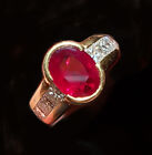 Vintage French 4.28 Ct. Natural Burma Ruby And Diamond Ring 18K Gold Lab Report