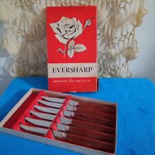 Vintage 1950s Eversharp Stainless Steel Steak Knife Set (6) New in Original Box