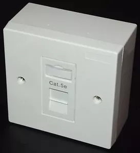 PACK 2X Cat5e RJ45 Single Face Plate & BackBox (Network Ethernet Socket) - Picture 1 of 3