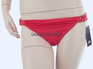 $67 ABS Allen Schwartz Designer Coral Nylon Bikini Swim Bottom ONLY Womens US 10 - Picture 1 of 2
