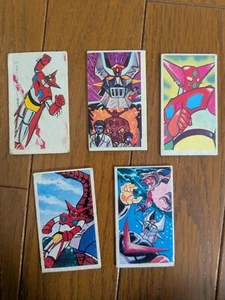 '70s Vintage Getter Robo Menko Card Retro Very Rare Japanese Anime Toei Set of 5 - Picture 1 of 1