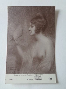 CPA SALON DE PARIS E. ROUSSELET COQUETTERIE FEMME NUE - Picture 1 of 2