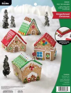 DIY Bucilla Gingerbread Christmas Village Felt House Ornament Kit - Picture 1 of 2