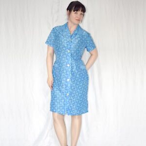 nass glänzende DEDERON Kittelschürze* M (40) * DDR VEB Retro Vintage Kleid