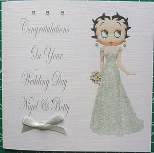 Personalised Hand made Elegant Betty Boop Wedding/Anniversary/Hen night Card