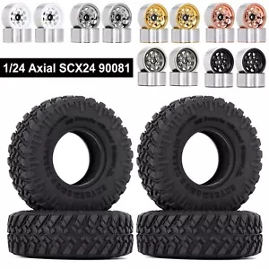 4PCS 1.0" Deep Dish Steel Beadlock Wheel Rims &Tires for Axial SCX24 AX24 TRX4M - Imagen 1 de 26