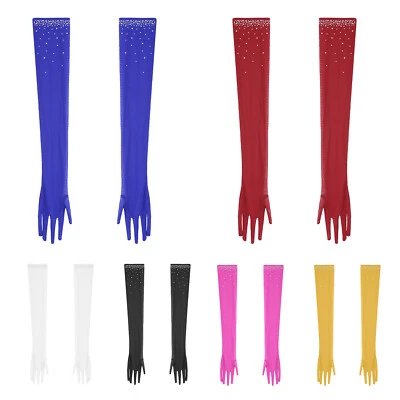 Womens Gloves Formal Costume Elbow Glove Chacha Mesh Vintage Dance Fancy Dress - Image 1 of 4