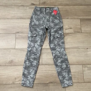 NWT Spanx Stretch Twill Cargo Jogger Pants Gray Camo Elastic Zip Ankle PS - Picture 1 of 7