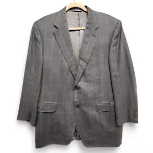 Canali Blazer Mens EU 56/US 44R Gray Blue Check Silk Wool Coat FLAW PLEASE READ - Picture 1 of 17