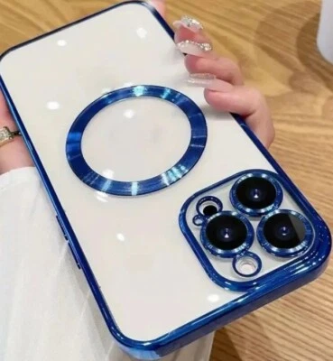 Cover per iPhone 13 + protezione fotocamera- Transparente blu+ vetro temperato  - Immagine 1 di 4