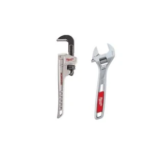 Milwaukee Pipe Wrench 10" Aluminum+ 6"Adjustable , Dual Coil Springs (2-Piece) - Picture 1 of 5