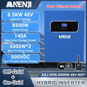 8500W Hybrid Solar Inverter On-Grid+Off-Grid MPPT*2 140A 48V 230V 500V WIFI BMS - Picture 1 of 6