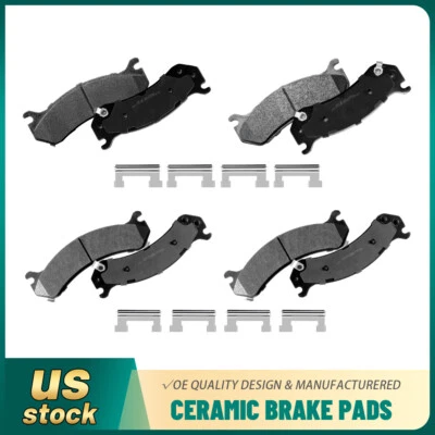 Front + Rear Ceramic Brake Pads w/Hardware For 2000-2013 Chevrolet Suburban 2500 - Image 1 of 4