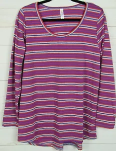 Top de mujer Lularoe Lynnae púrpura, gris y rojo a rayas talla XL NUEVO CON ETIQUETAS - Imagen 1 de 3