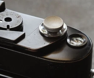 NANIGASHI Shutter Release Button Brass Silver dyed finish Small Made in Japan - Picture 1 of 5