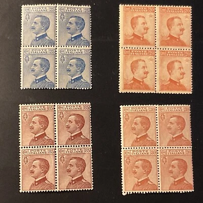 ITALY ITALIA Sass. 83, 109, 112 & 127 Block of 4 MNH XF - CV 515 Euros (Us) - Image 1 of 2
