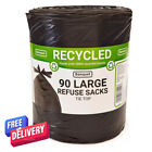Banquet Recycled 90 Tie Top Large Refuse Bags Black Bin Liner Heavy Duty  Sacks